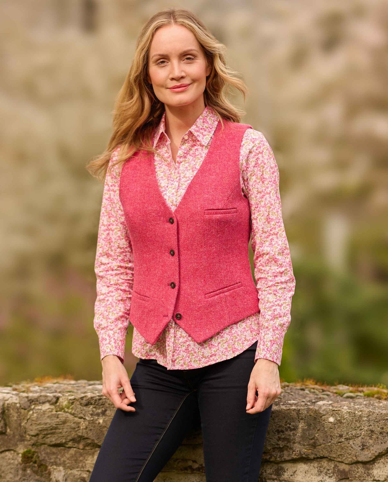 Harris Tweed Weste ''Lea'' in pink - Wellington of Bilmore