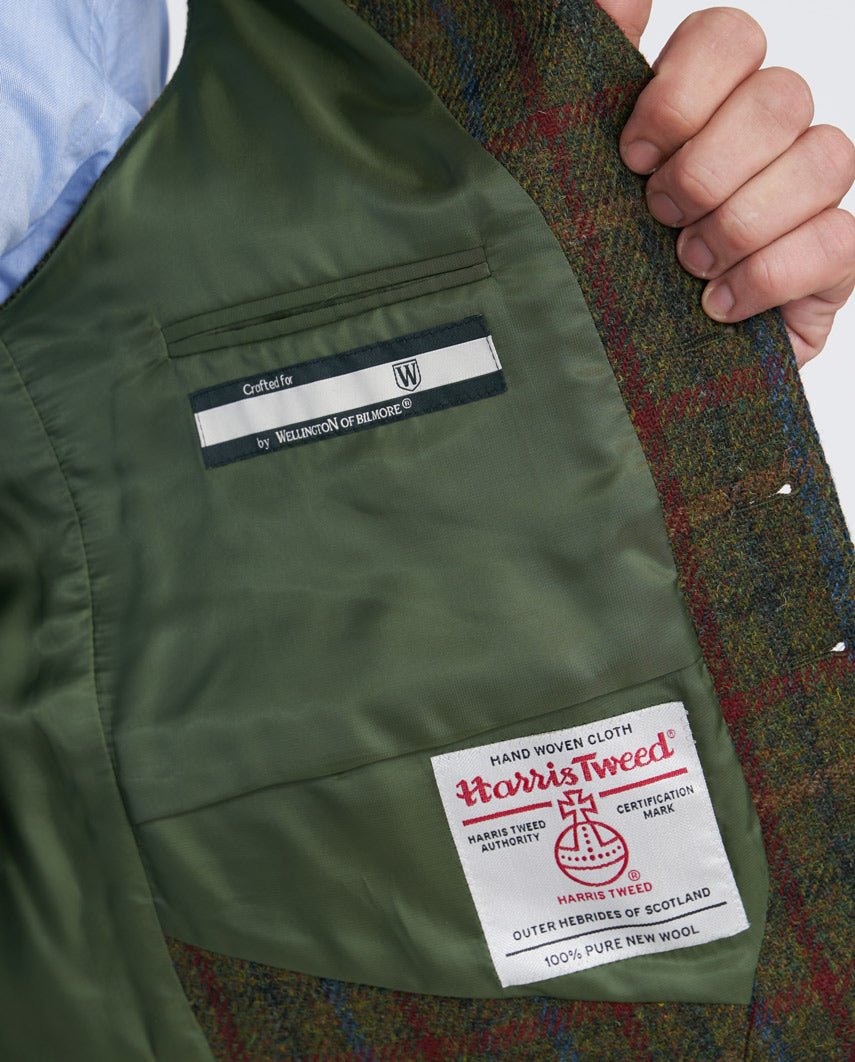 Harris Tweed Weste ''Tailor'' in red-blue Check - Wellington of Bilmore