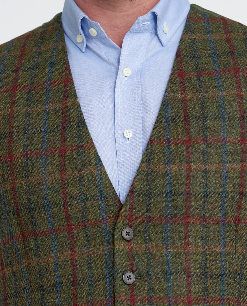 Harris Tweed Weste ''Tailor'' in red-blue Check - Wellington of Bilmore