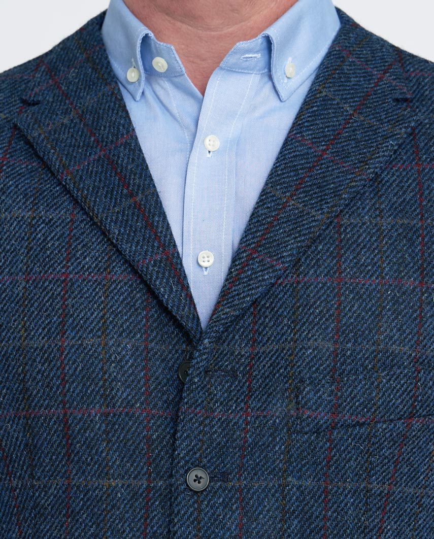 Harris Tweed Weste ''Wales'' in scottish blue - Wellington of Bilmore