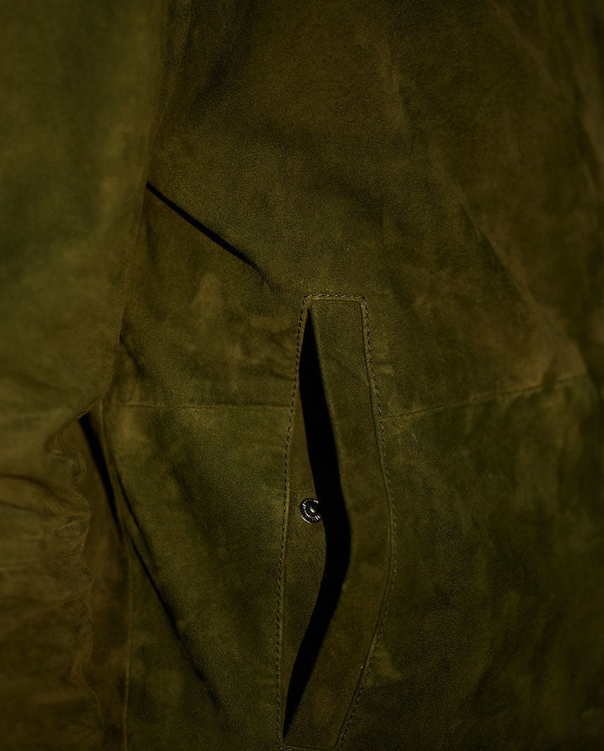 Herren Leder Blouson ''Bomber'' aus Ziegenvelours in grün - Wellington of Bilmore