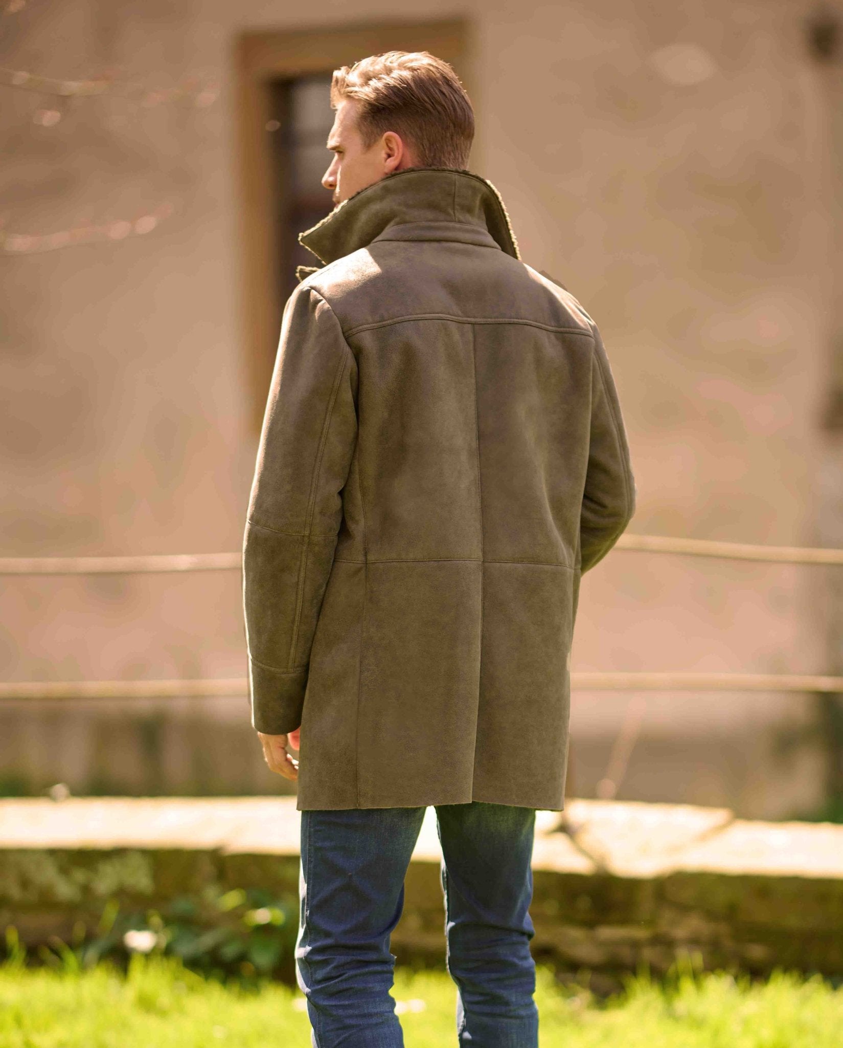 Herren Ledermantel ''Irland'' in grey aus echtem Lammnappa - Wellington of Bilmore