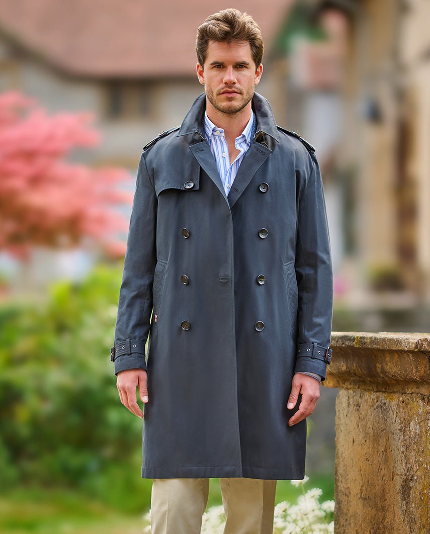 Herren Trenchcoat "Chelsea" in navy - Wellington of Bilmore