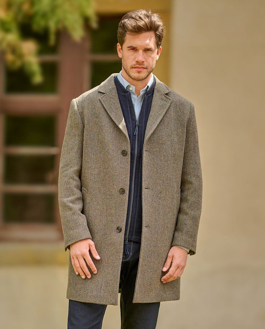 Herren Tweedmantel ''Howard'' in green Hill Tweed - Wellington of Bilmore