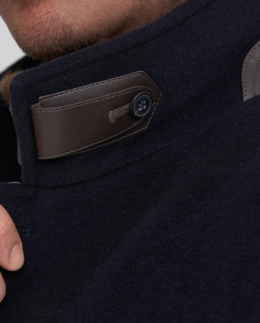 Herrenmantel ''Lucas'' mit Westeneinsatz in navy aus Woll-Kaschmirmix - Wellington of Bilmore