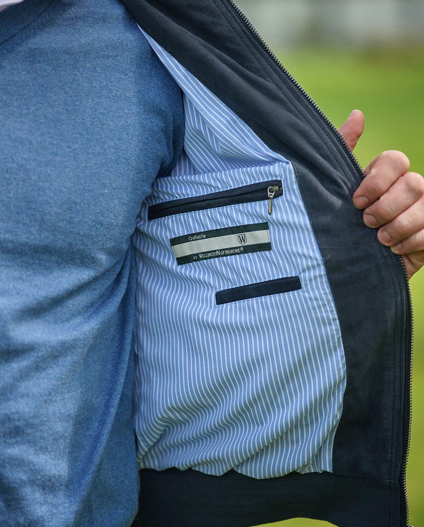 Leder Blouson ”Winston III” für Herren in denim blue - Wellington of Bilmore