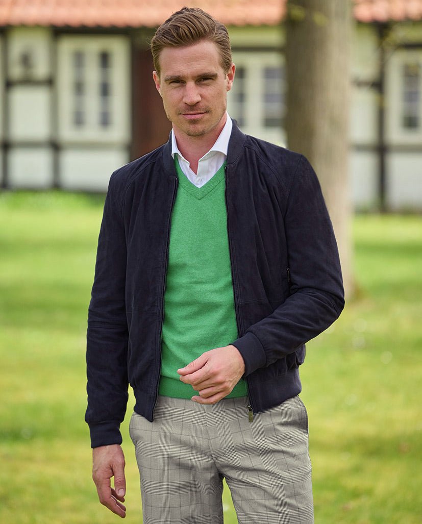 Leder Blouson ”Winston III” für Herren in navy - Wellington of Bilmore