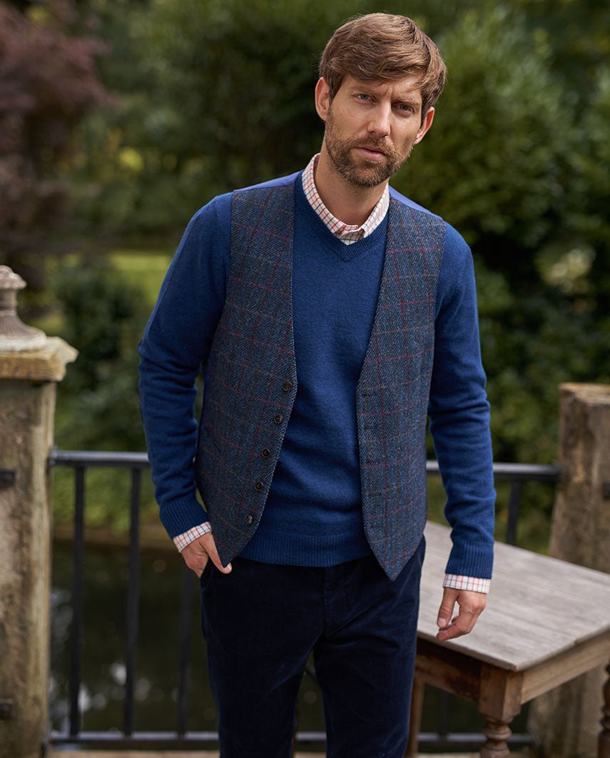 Tailor - Harris Tweed Weste in scottish blue - Wellington of Bilmore