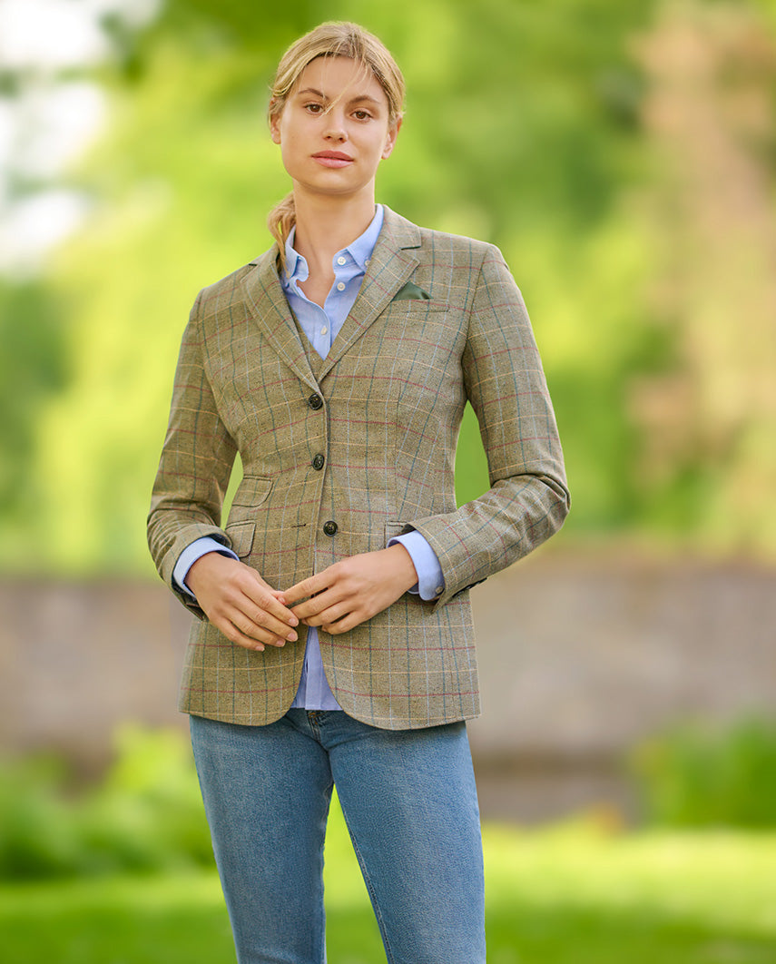 Damen Seidenblazer ''Carola'' in green check