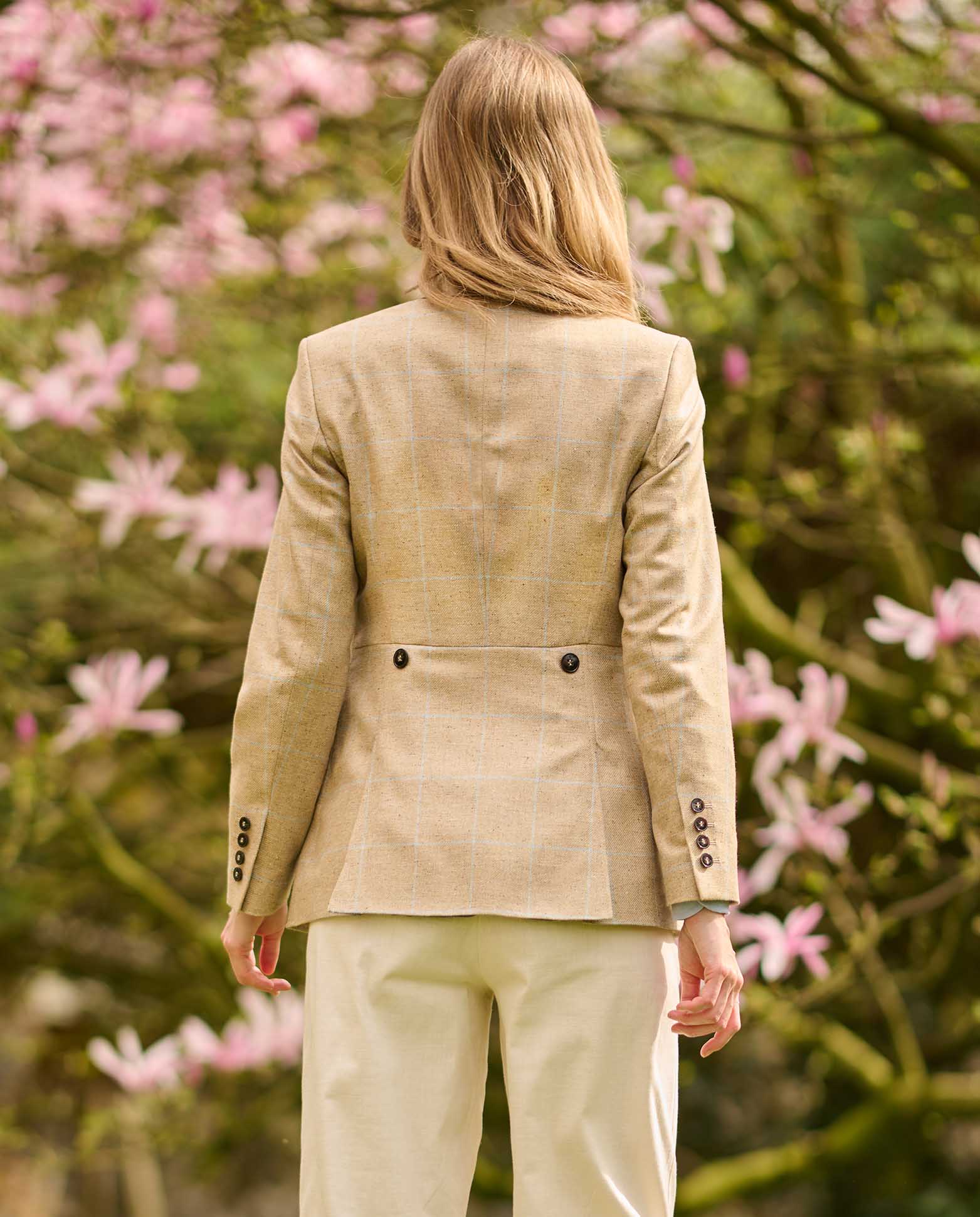 Damen Seidenblazer ''Carola'' im beige check