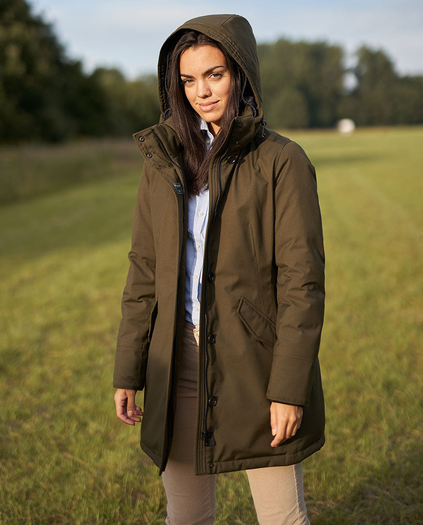 Bonny - functional &amp; chic down parka in olive