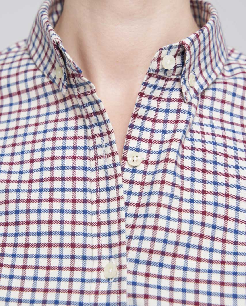 Button-Down Damenbluse "Stella" in vine blue check