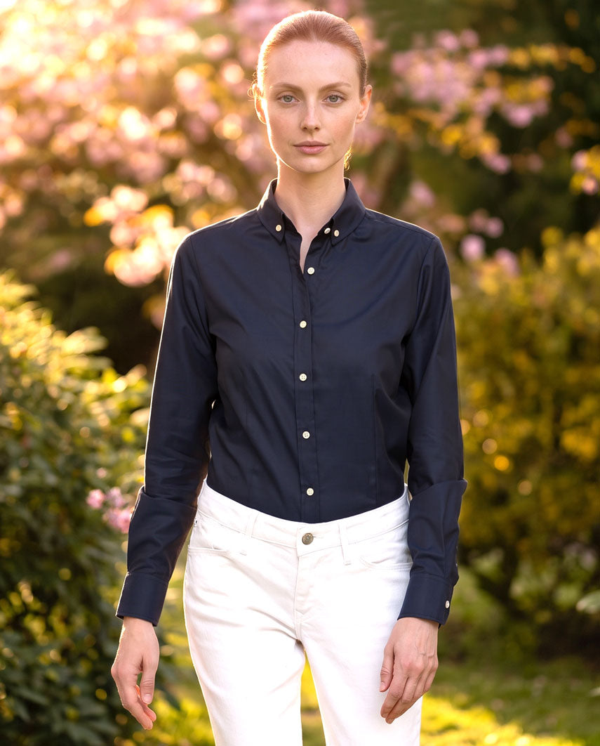 Button-Down Damenbluse "Stella" in navy