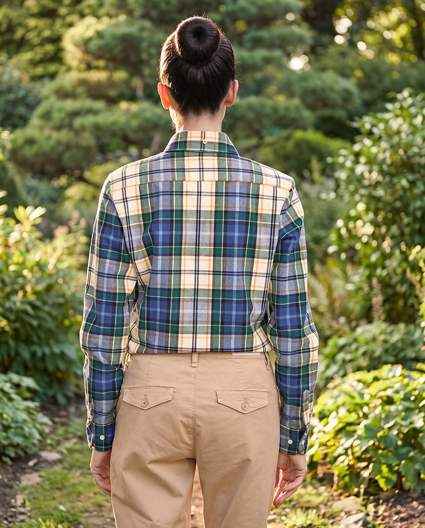 Button-Down Damenbluse "Stella" im Flanell Check