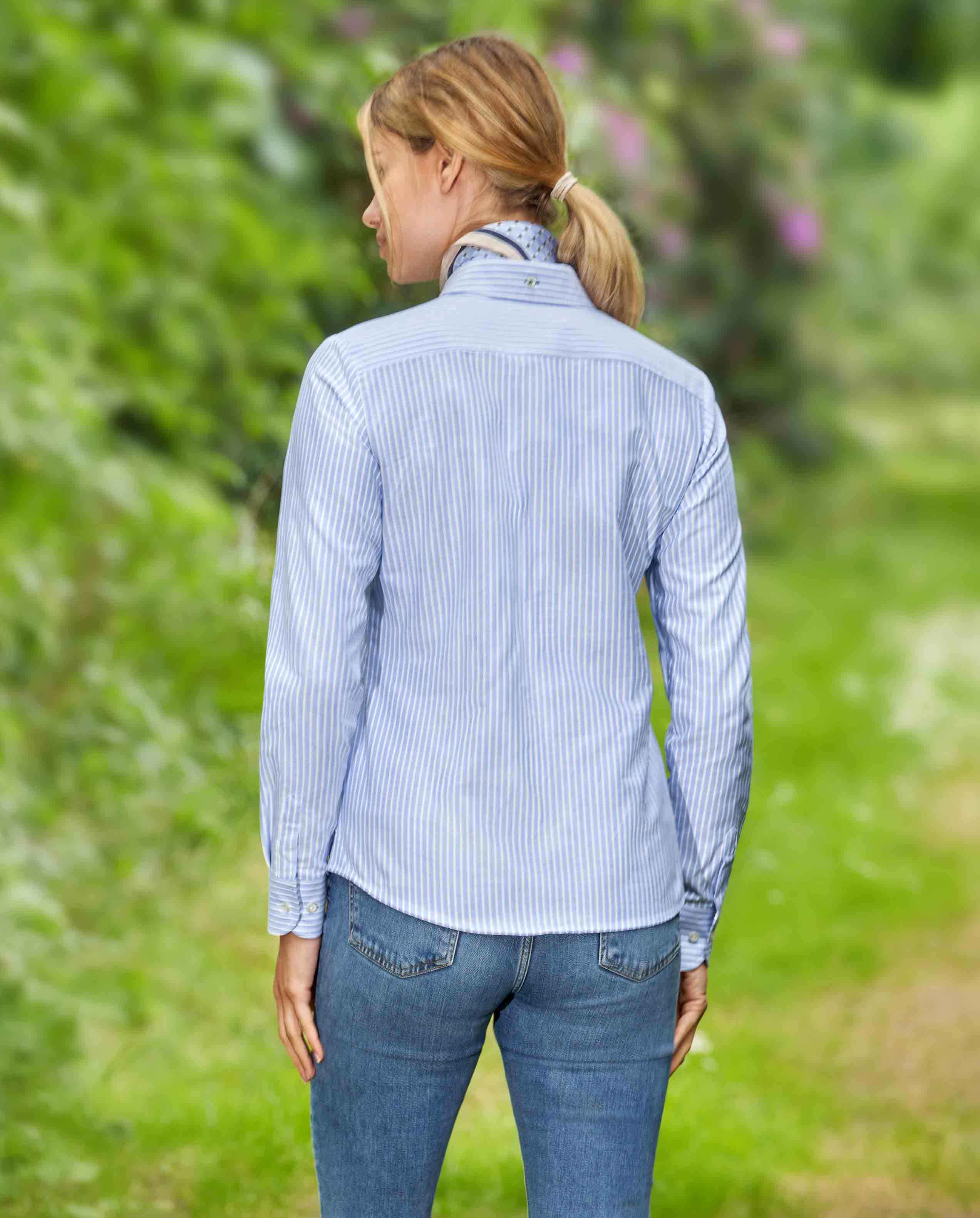 Button-Down Damenbluse „Stella“ im Oxford-Streifen