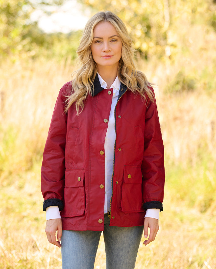 Women's wax jacket ''Queensberg'' in red