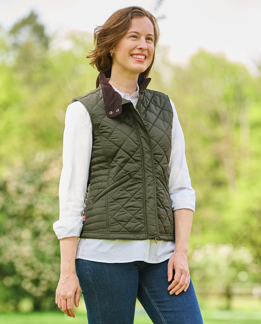 Sporty ladies quilted vest ''Lily'' in olive