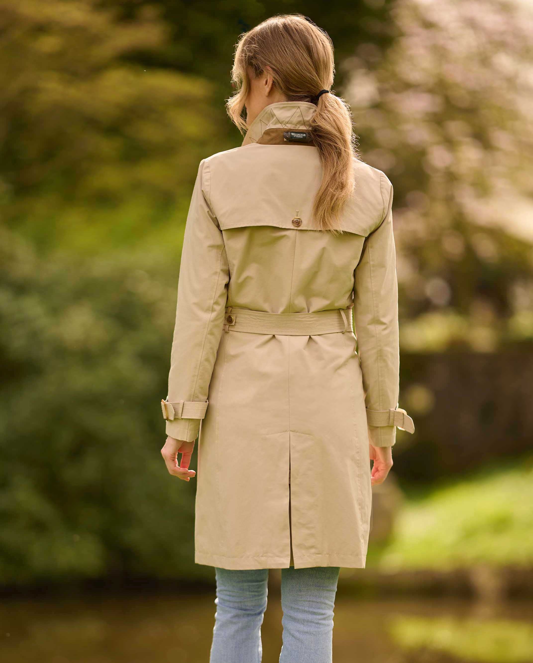 Ladies beige trench coat best sale