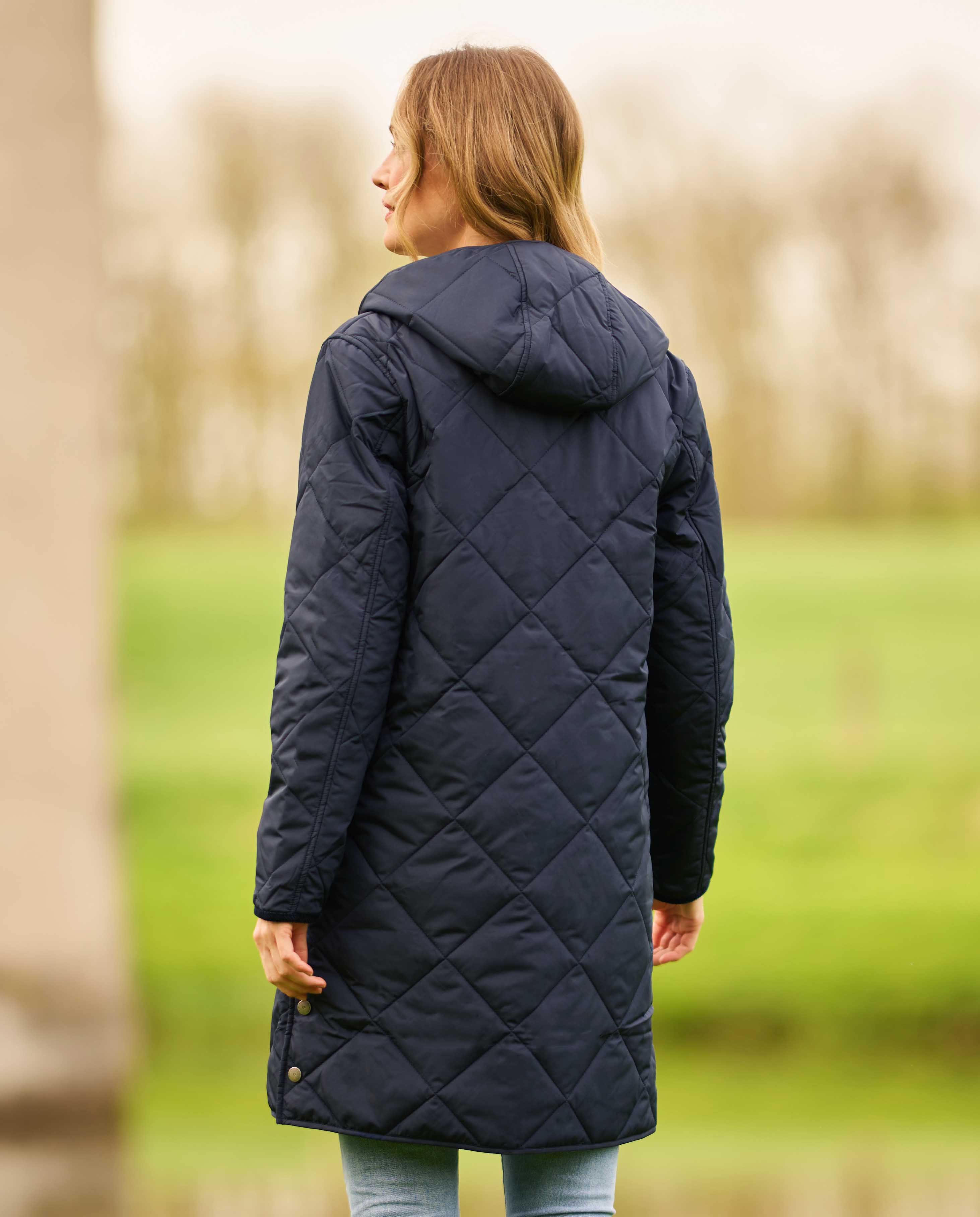 lightweight quilted coat ''Perth'' with hood in navy