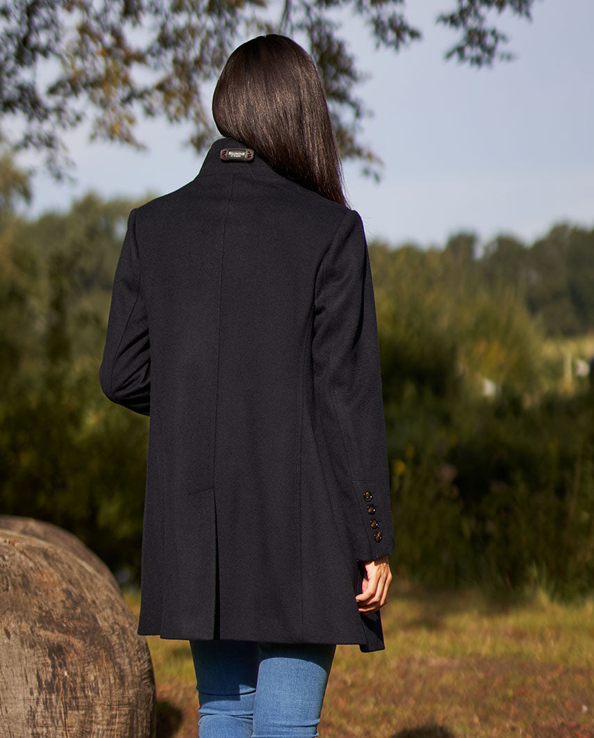 Paula - Modischer Damen-Wollmantel in navy