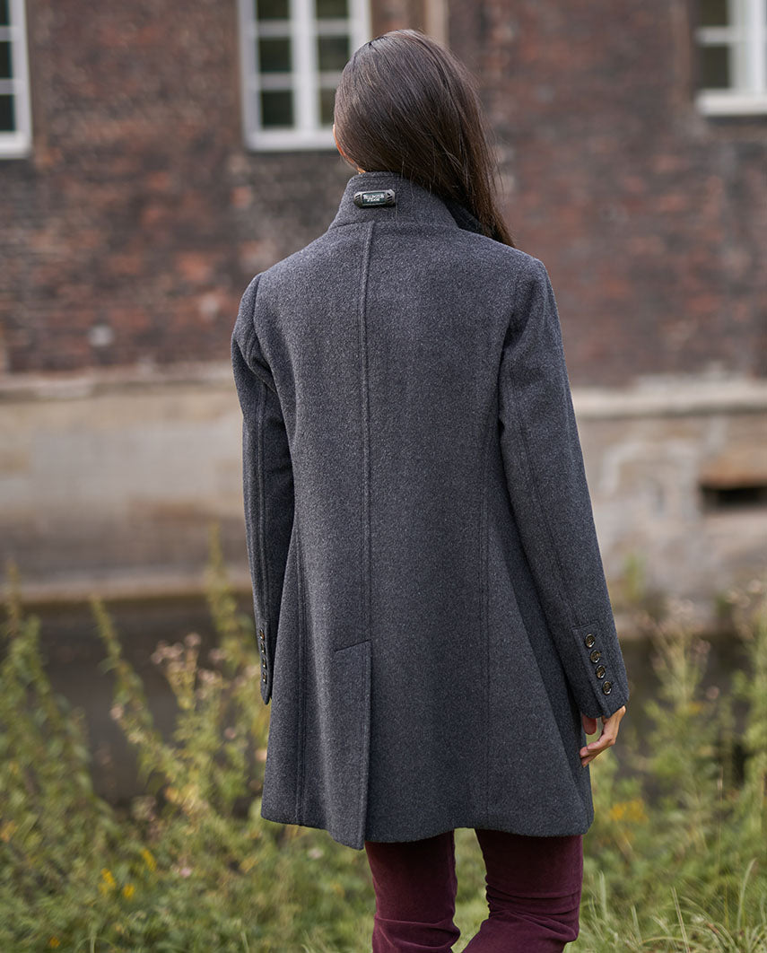 Paula - Wool coat with stand-up collar in anthracite