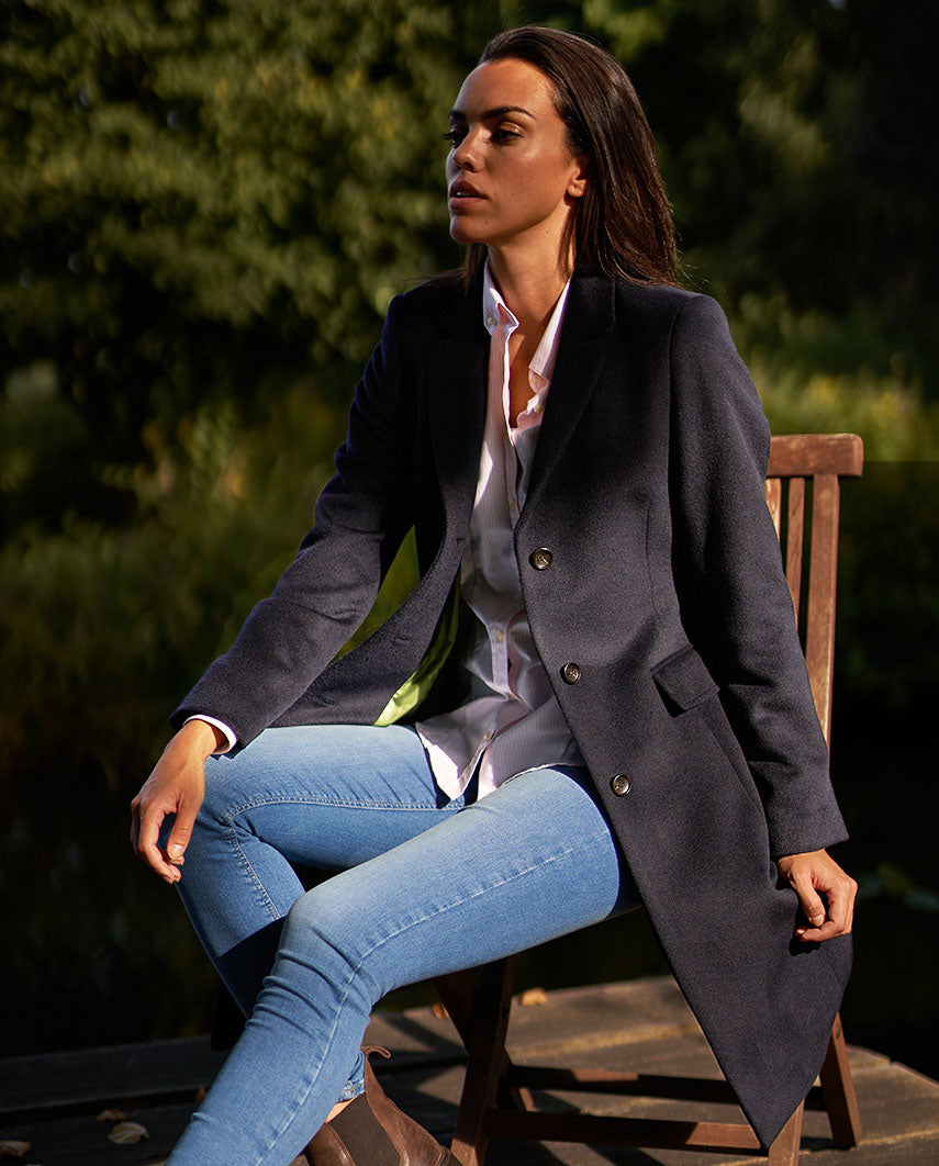 Emilia - classic ladies coat in navy