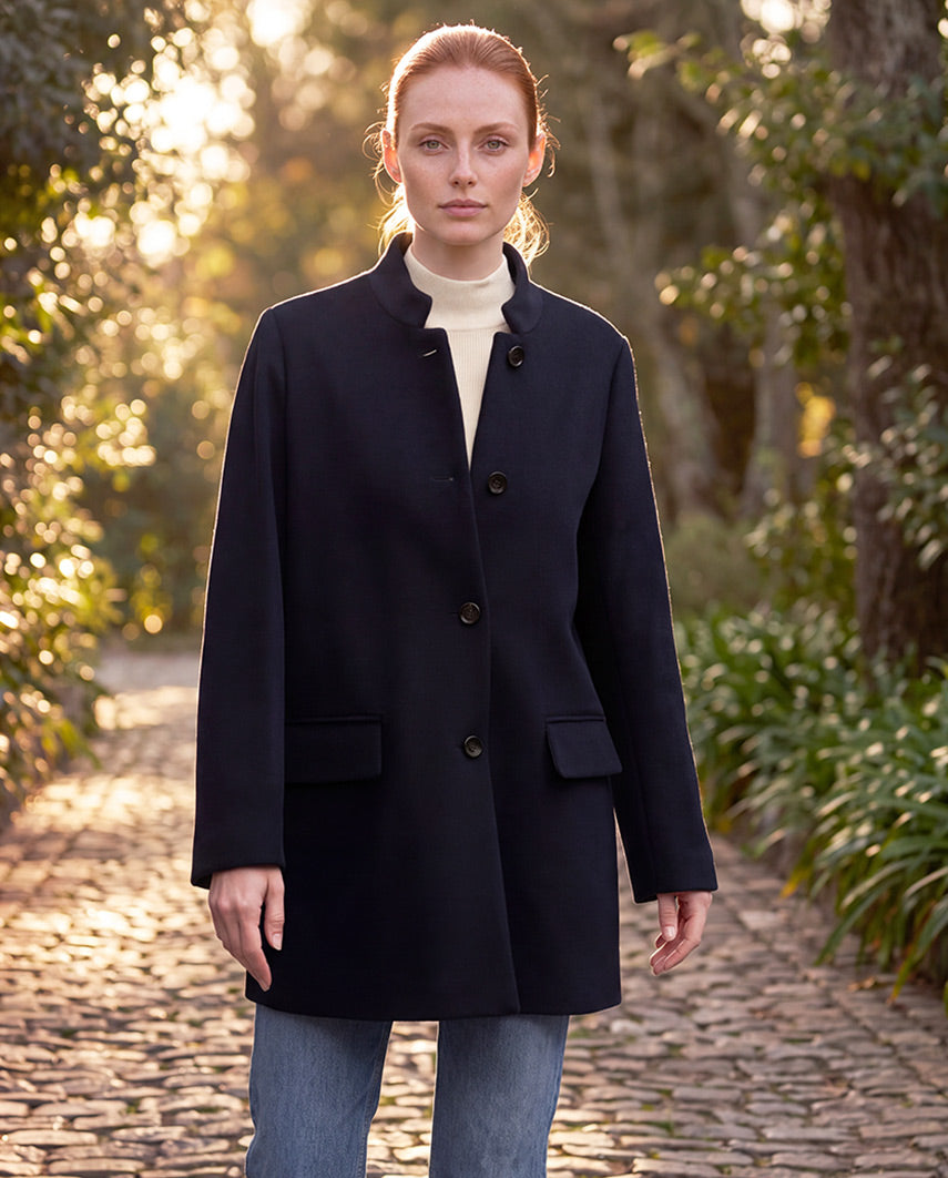 Damenmantel "Pia" aus Woll-Kaschmir-Qualität in navy, Produktkarte