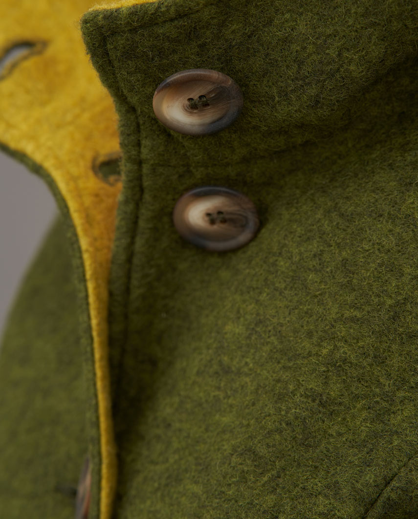 Damen-Walkmantel „Cosy Sarah“ aus gekochter Wolle in Moss Green