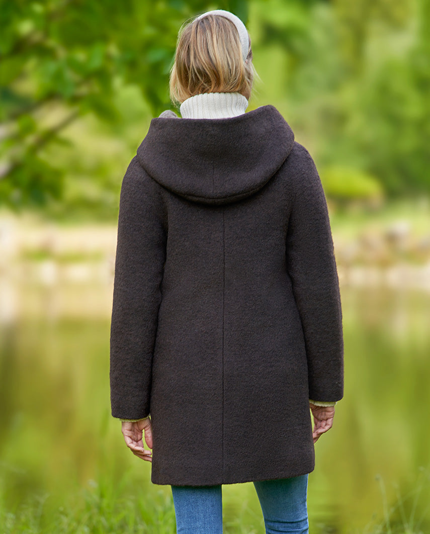 Walkmantel '' Sally'' mit Kapuze in chocobrown