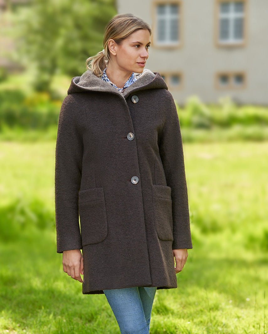 Walkmantel '' Sally'' mit Kapuze in chocobrown