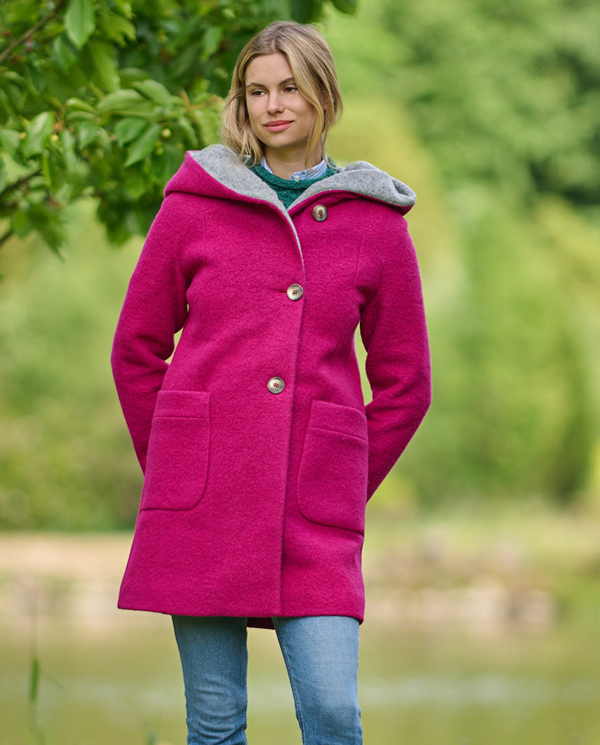 Walkmantel '' Sally'' mit Kapuze in fuchsia