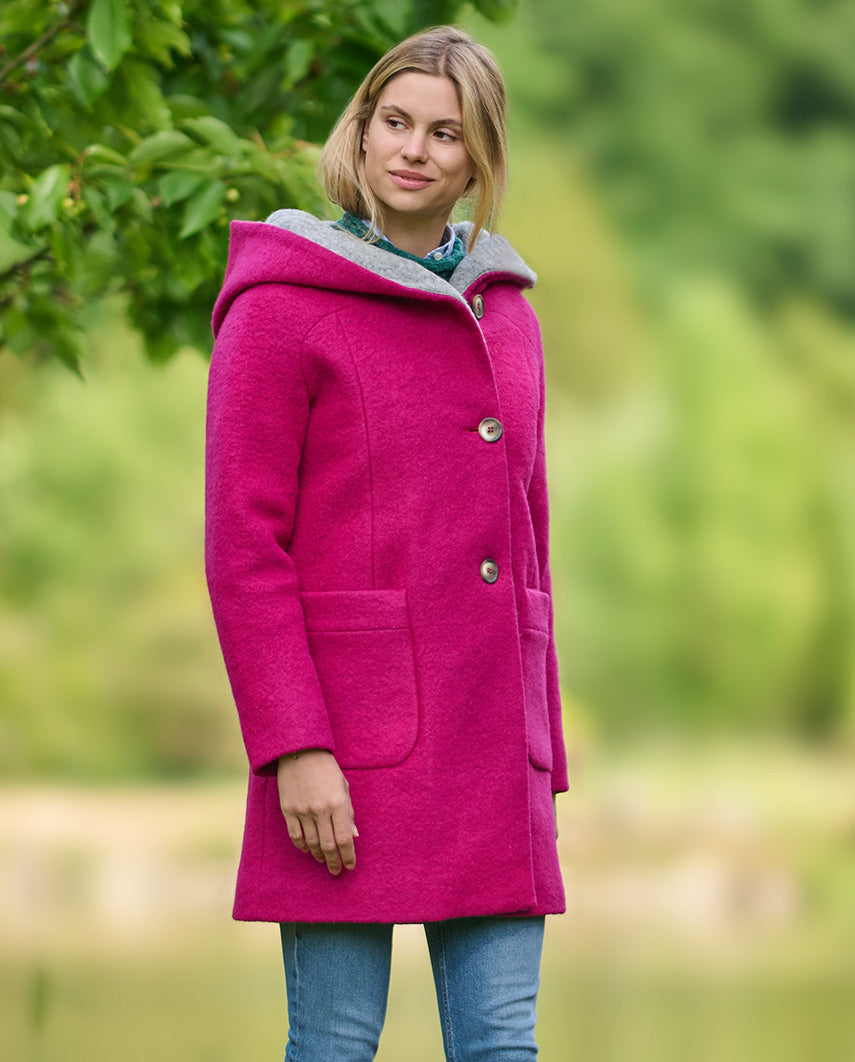 Walkmantel '' Sally'' mit Kapuze in fuchsia