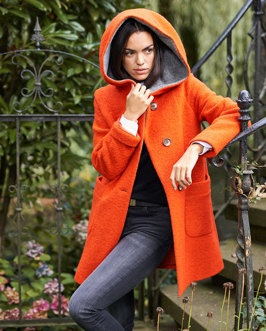 Walkmantel '' Sally'' mit Kapuze in burnt orange