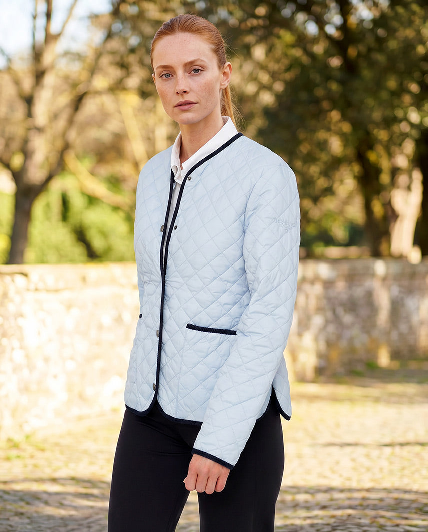 Leichte Damen Steppjacke ''Joules'' mit Rundhals in light blue