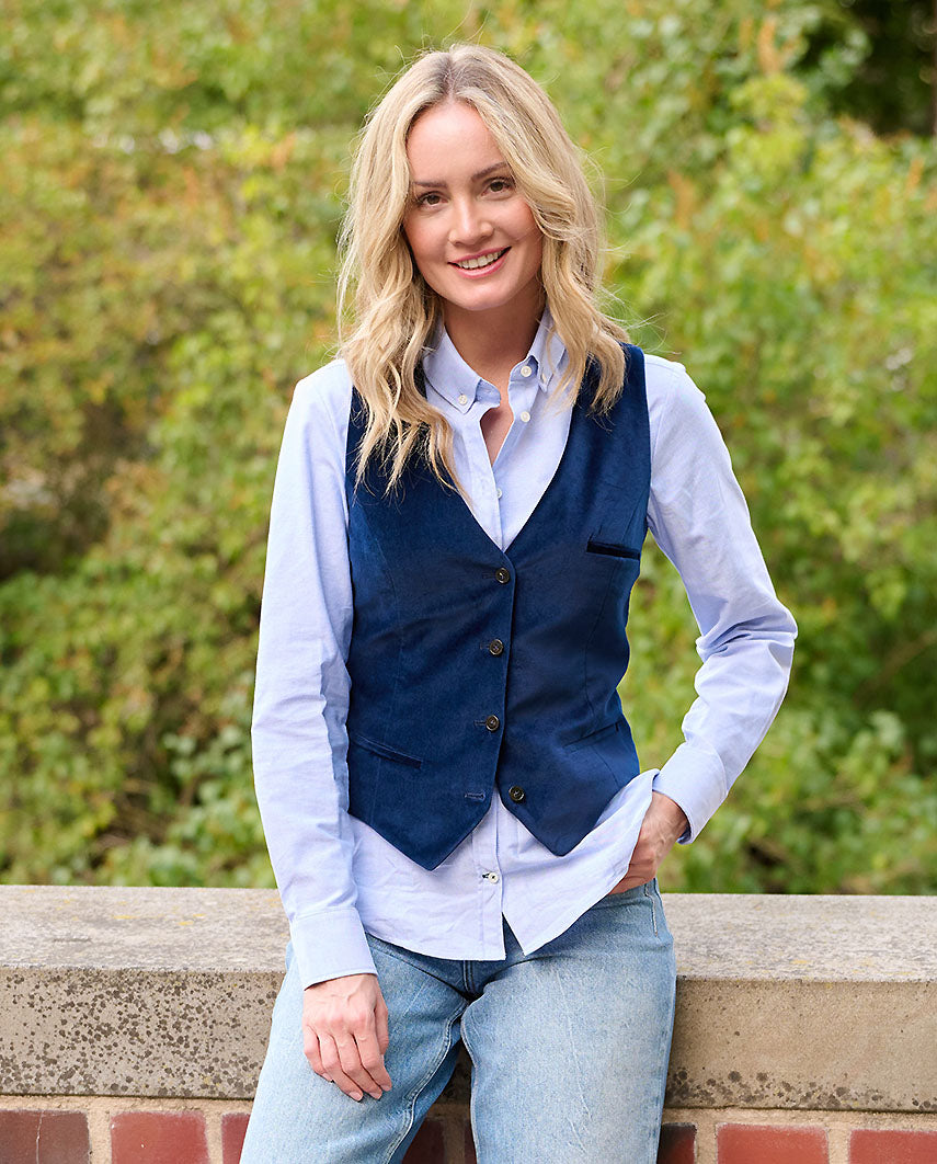 Women's velvet vest ''Lea'' in navy