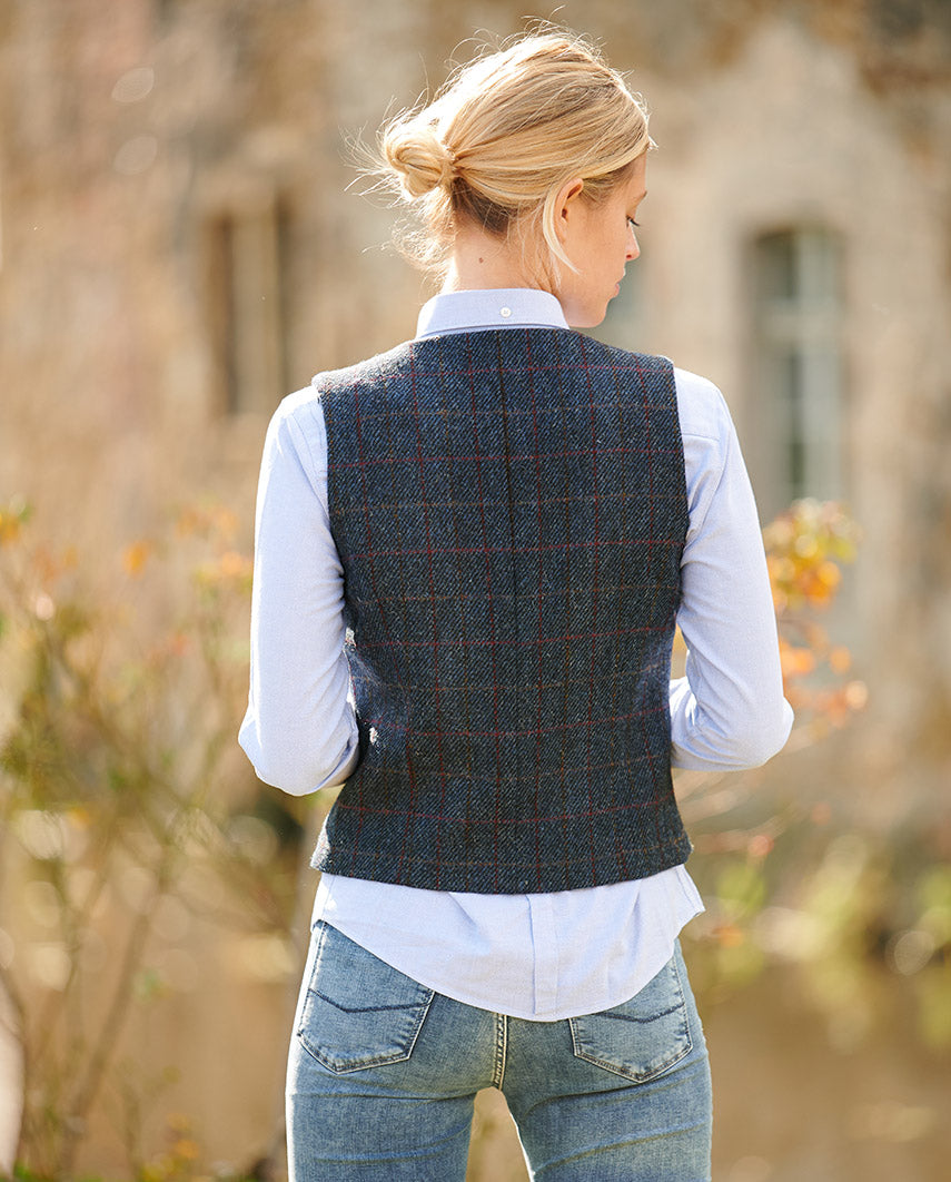 Lea - Harris Tweed waistcoat in Scottish blue