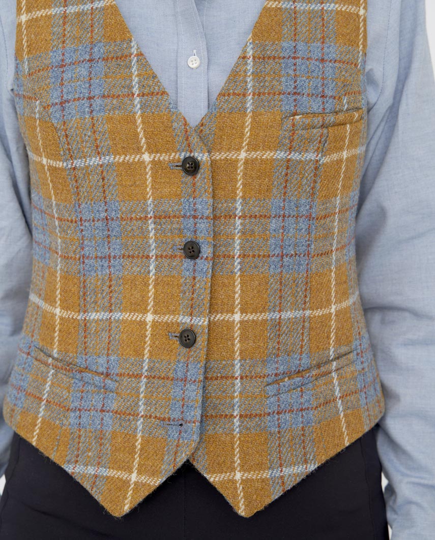 Damen Harris Tweed Weste "Lea" in amber check