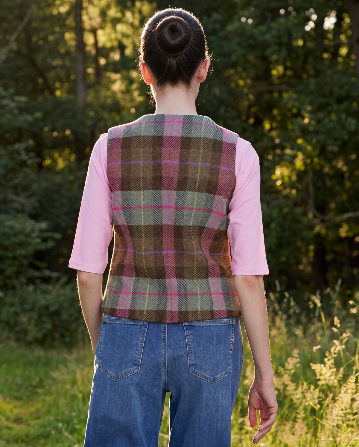 Damen Harris Tweed Weste "Lea" in Tartan Check