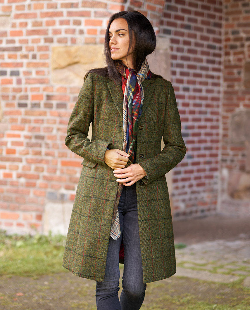 Harris Tweed Damenmantel ”Emilia” in green overcheck