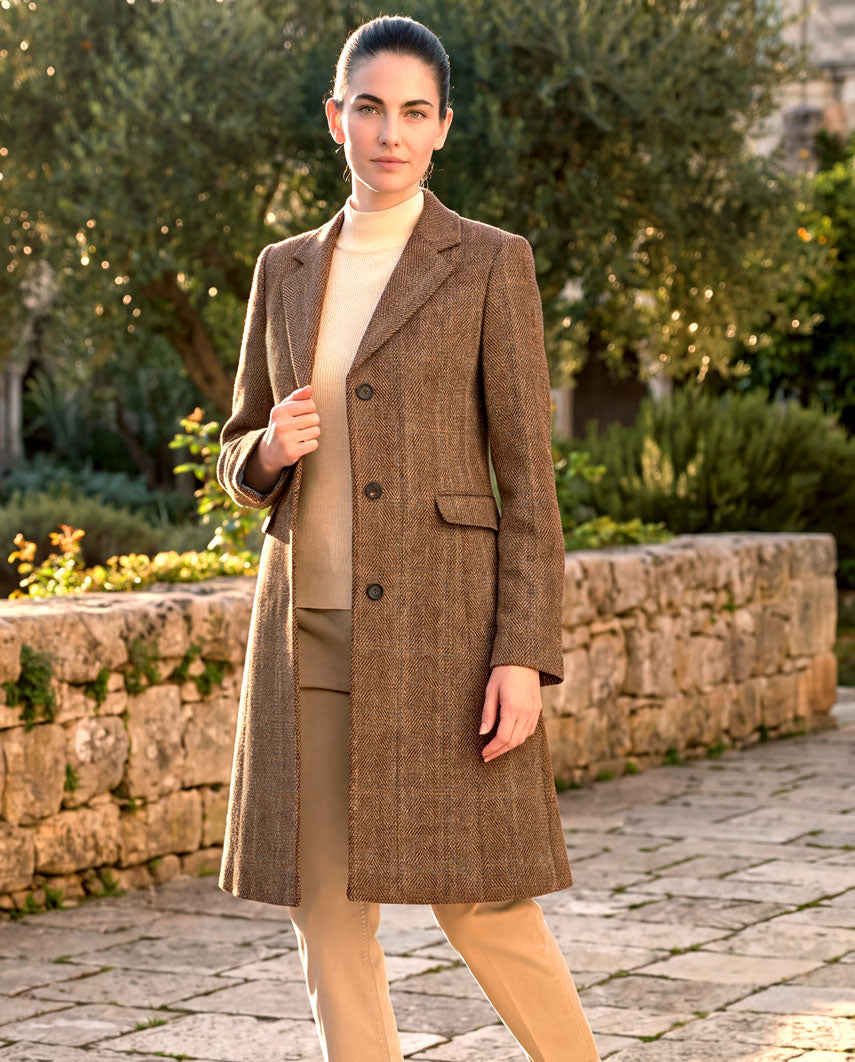 Harris Tweed Damenmantel '' Emilia'' in Herringbone Check