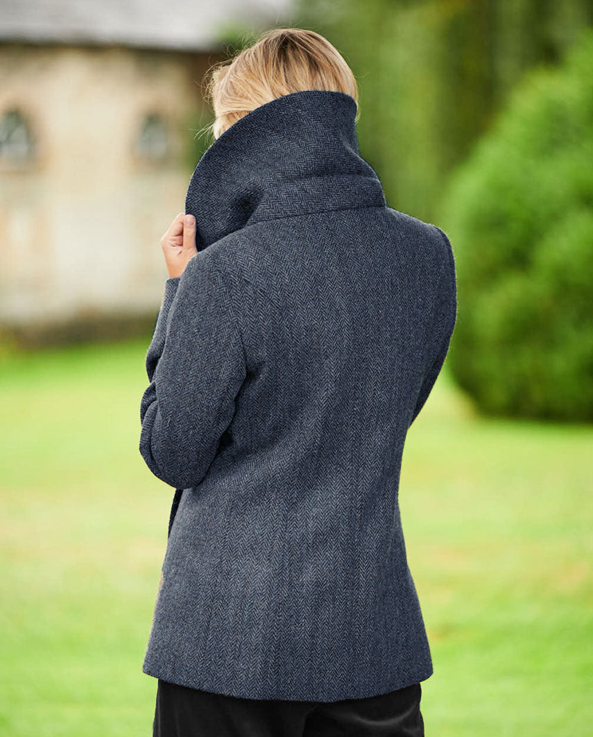 Caban ''Kathy'' aus Harris Tweed in blue herringbone