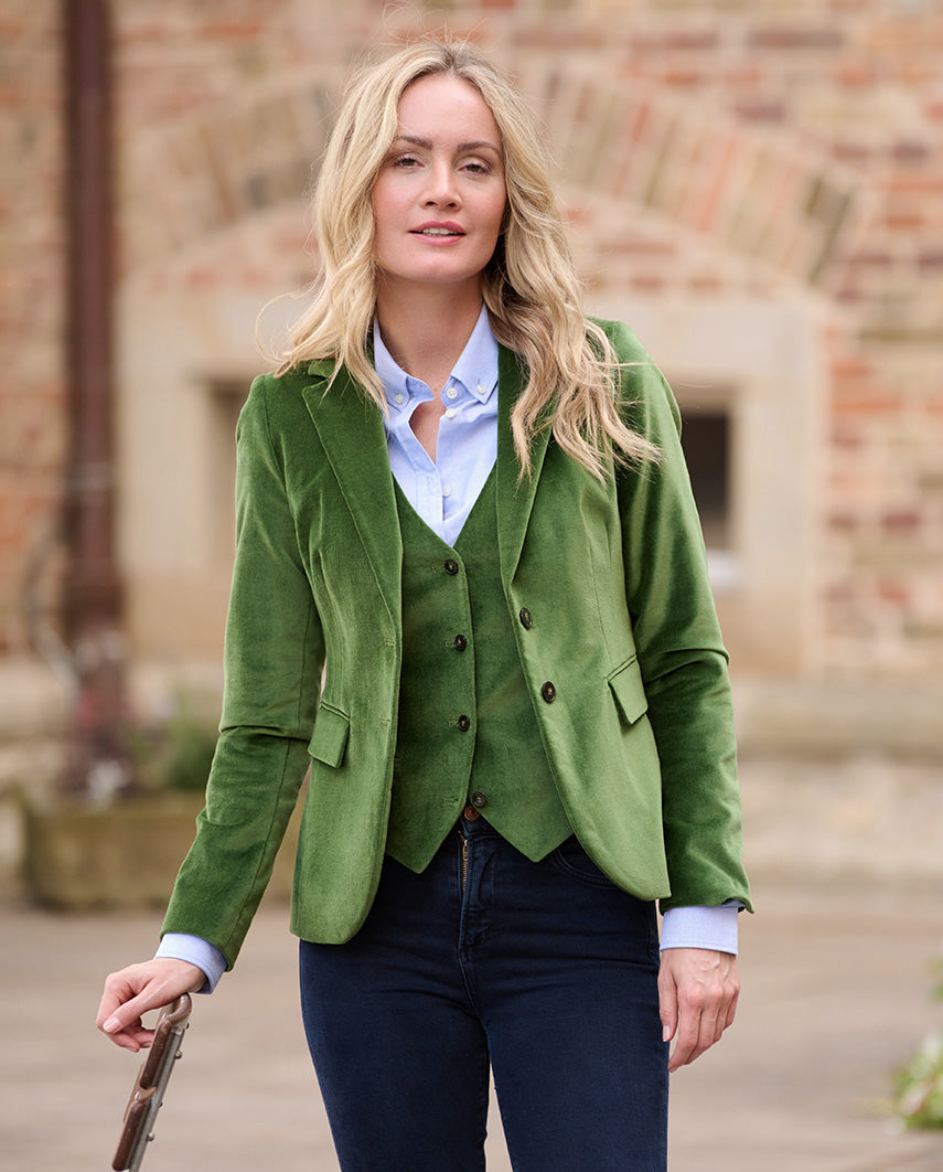 Ladies velvet blazer ''Ami'' in olive