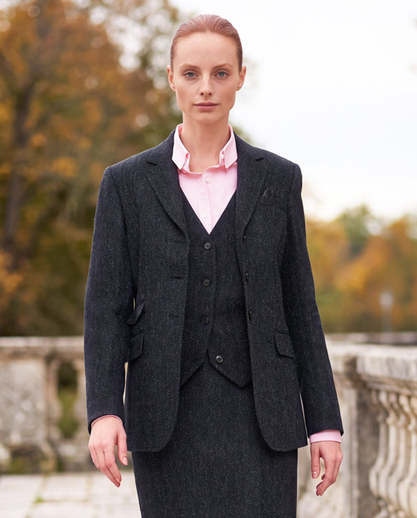 Harris Tweed Blazer "Carola" in charcoal