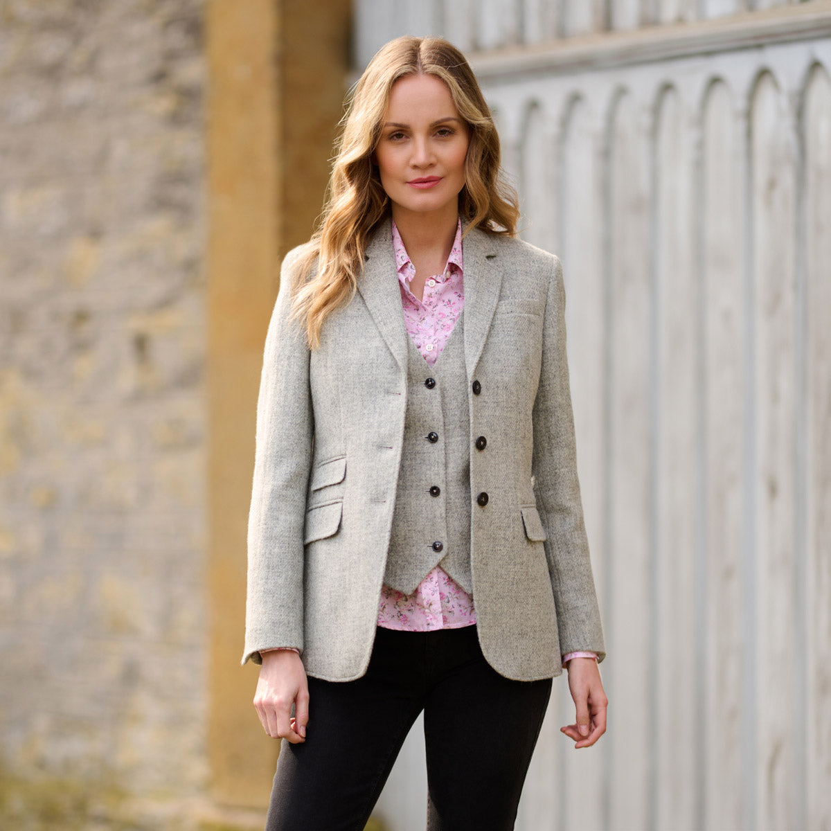 Harris Tweed Blazer ''Carola'' in light grey Twill