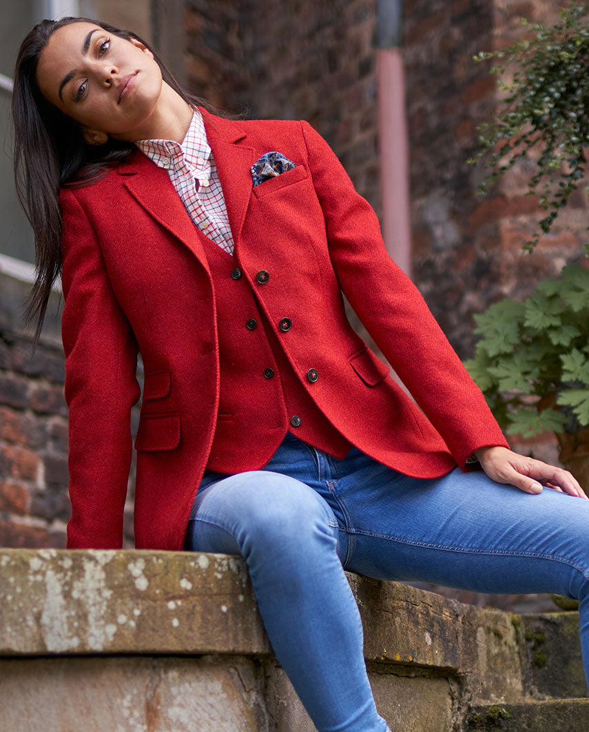 Harris Tweed Blazer ''Carola'' in red Twill