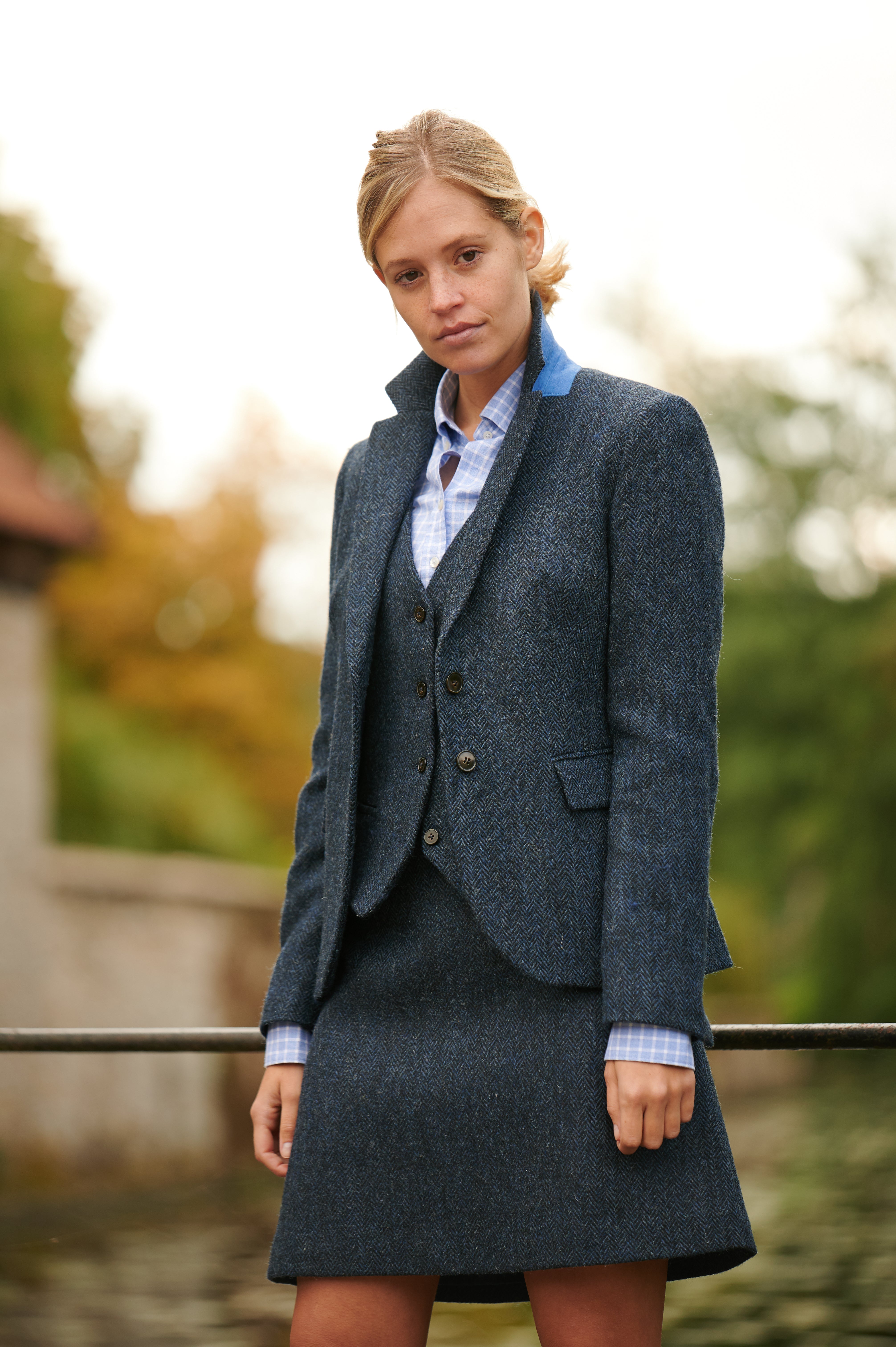 Harris Tweed Blazer ''Carola'' in blue Herringbone