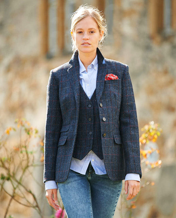 Harris Tweed Blazer "Carola" in scottish blue