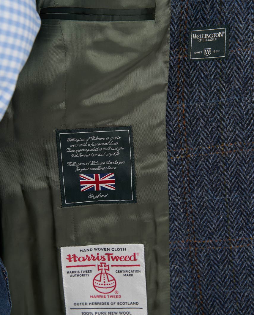 Harris Tweed Blazer ''Carola'' in grey-blue Herringbone