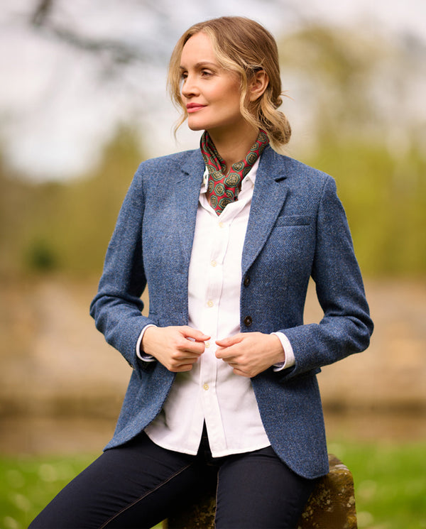 Harris Tweed Blazer "Carola" in blue shadow