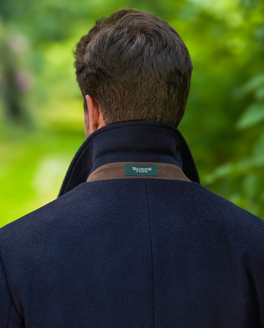 Langer Herrenmantel „Delchester“ aus Woll-Kaschmir in Navy
